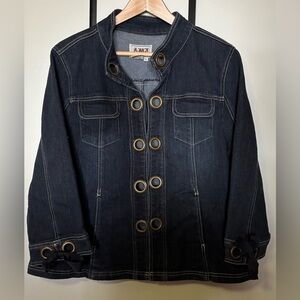 AMI Dark Denim Jacket with Brass Accents XL